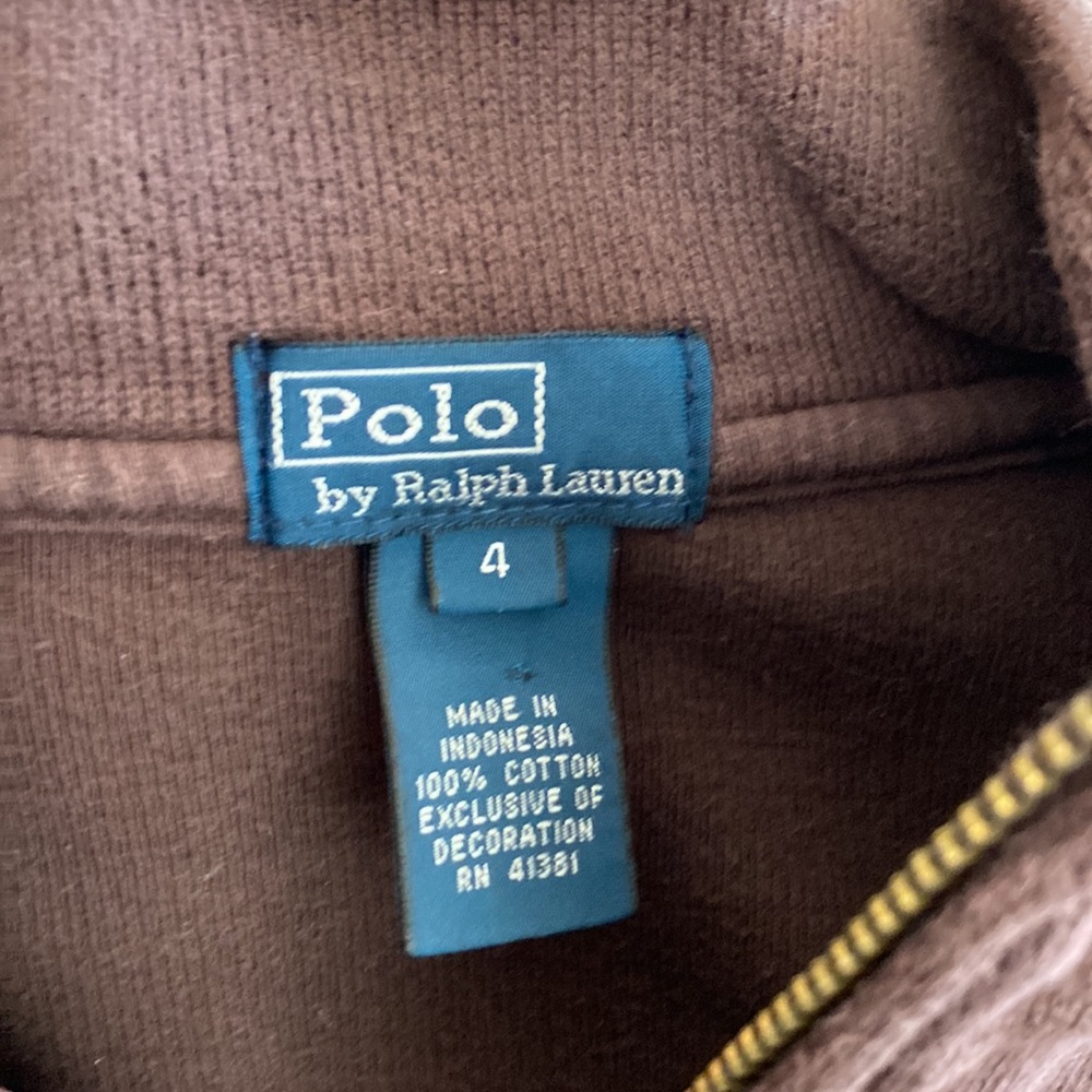 Boys Polo by Ralph Lauren Mock Neck Quarter Zip Pullover - Brown - Picture 3 of 6